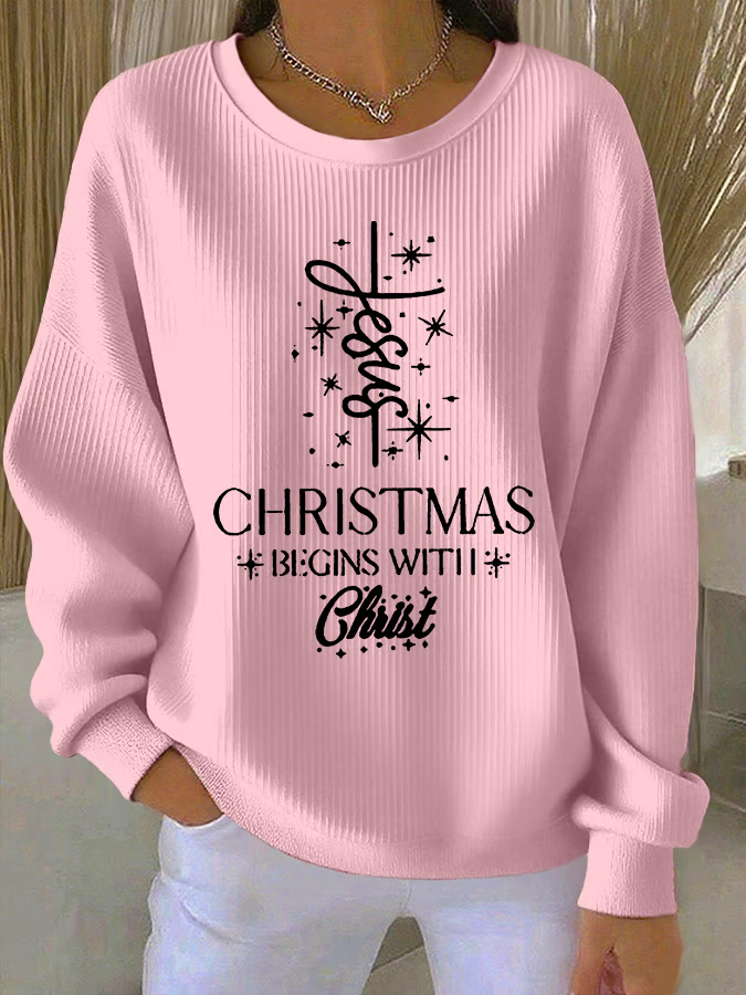 Christmas Printing Casual Crew Neck Sweatshirt