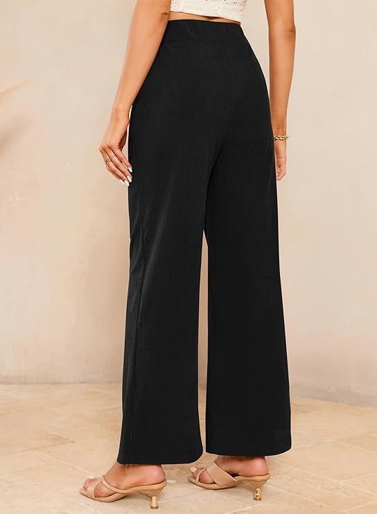 Women's  Elastic Waist H-Line Wide Leg Pants Daily Going Out Pants Apricot Casual Split Joint Plain Spring/Fall Pants
