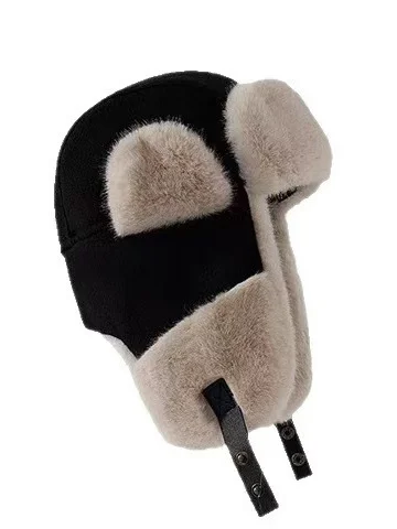 Winter Knitted Thickened Fleece-lined Neck Protector Warm Jacquard Pattern Versatile Casual Ear-covering Hat