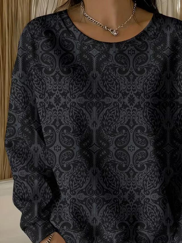 Loose Printing Casual Abstract Sweatshirt