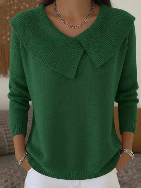 Loose Elegant Knitted Shawl Collar Sweater