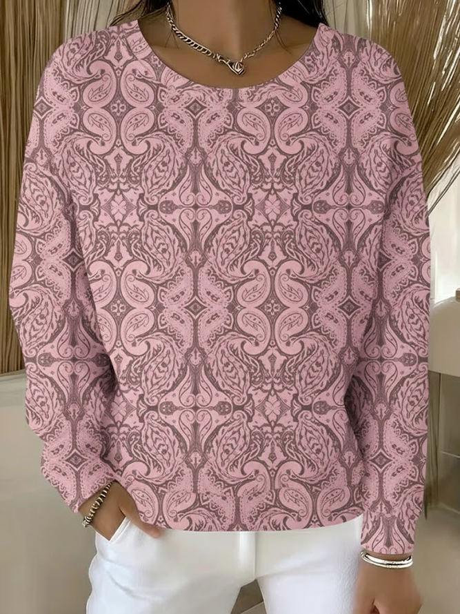 Loose Printing Casual Abstract Sweatshirt