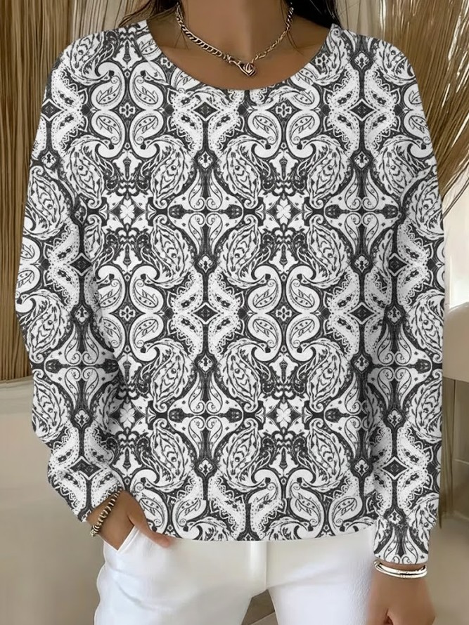 Loose Printing Casual Abstract Sweatshirt