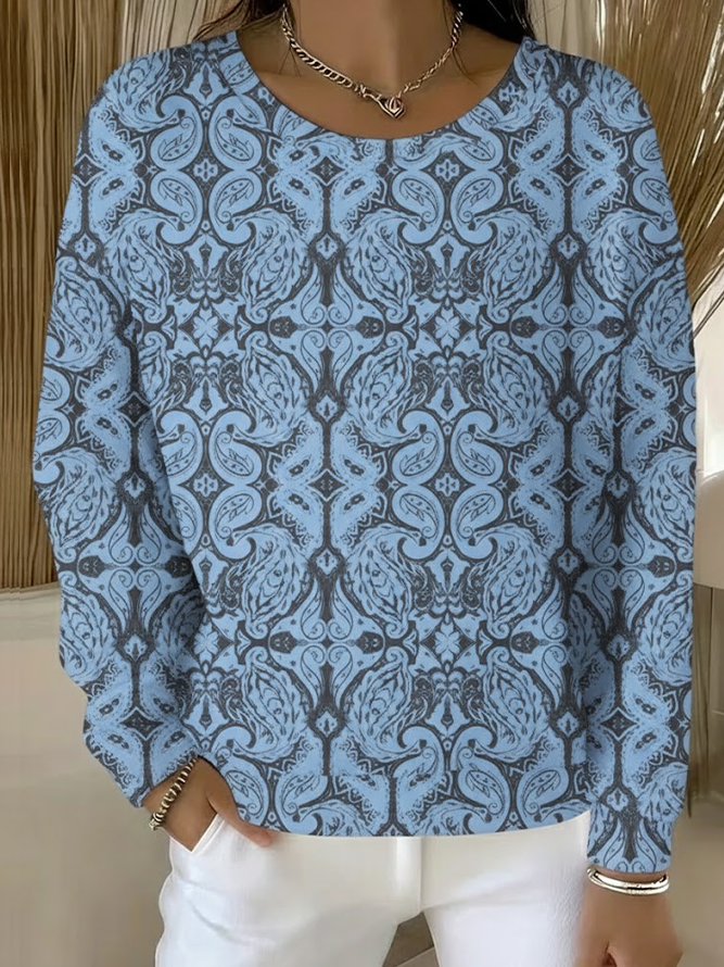 Loose Printing Casual Abstract Sweatshirt