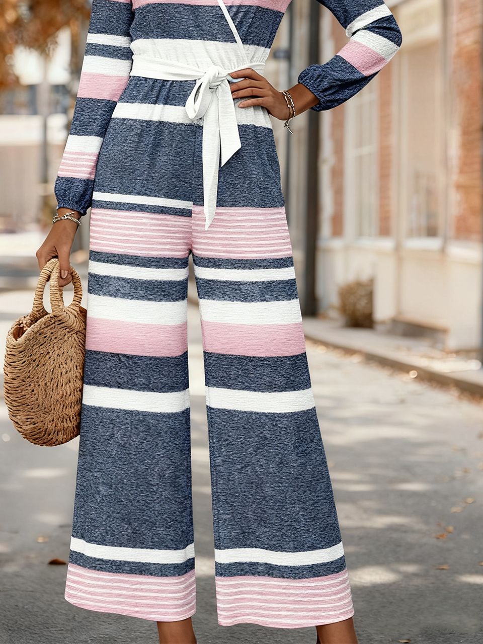 Striped Loose Elegant Jumpsuit