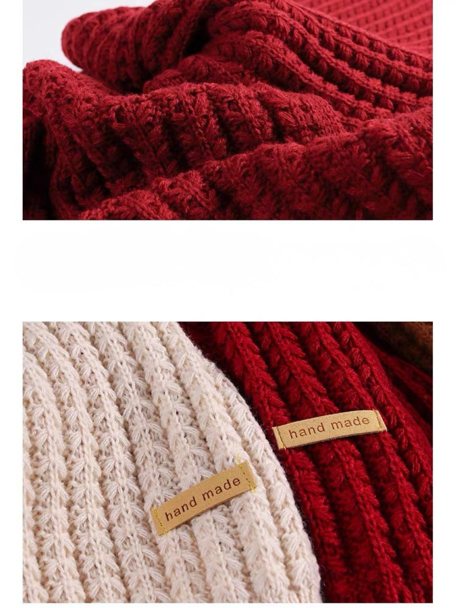 Versatile Korean Style Knitted Wool Christmas Red New Winter High-end New Year Gift Couple Scarf