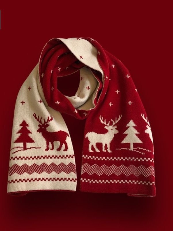 Versatile Korean Style Knitted Wool Christmas Red New Winter High-end New Year Gift Couple Scarf