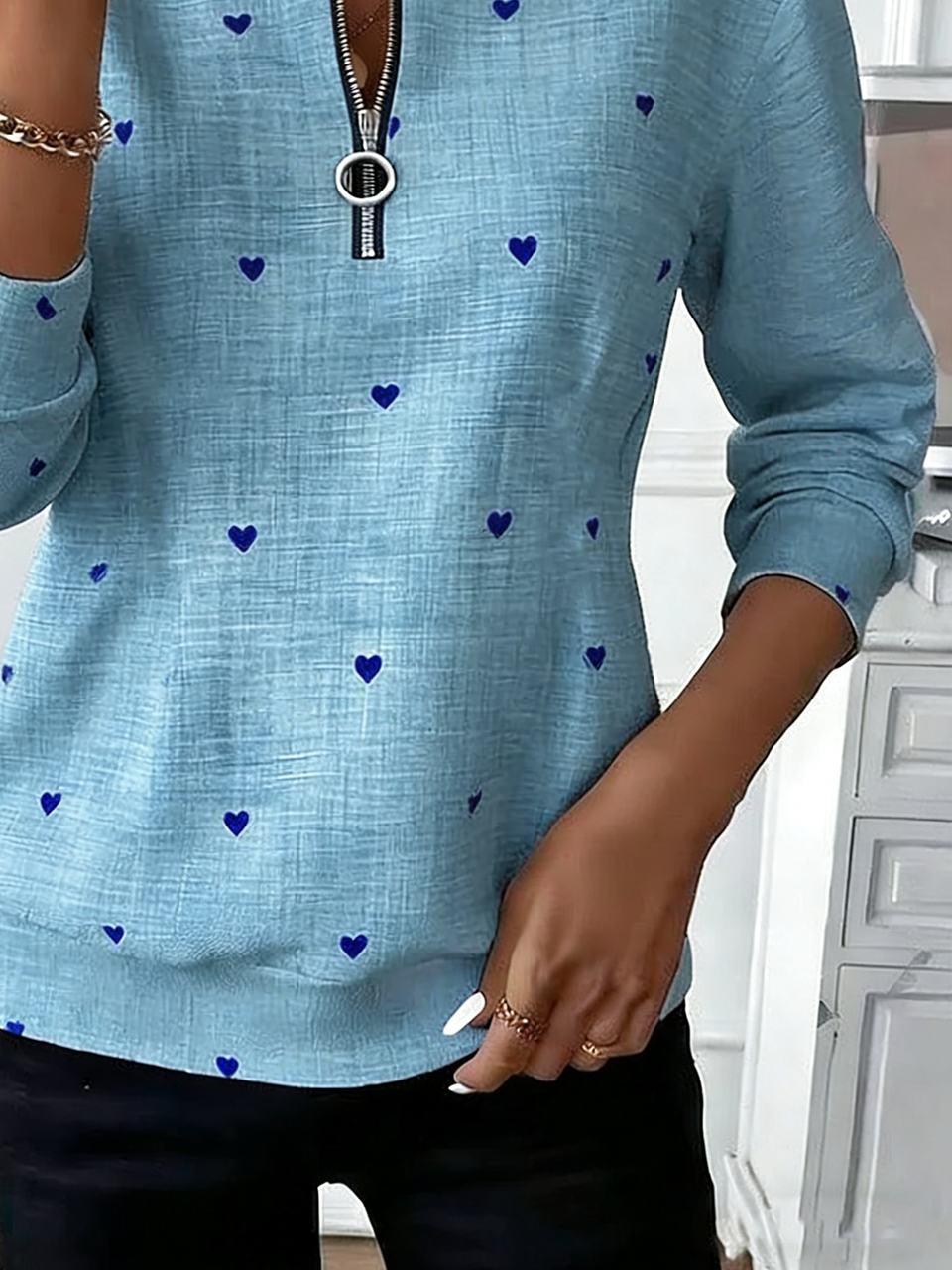 Heart/Cordate Crew Neck Loose Casual Sweatshirt