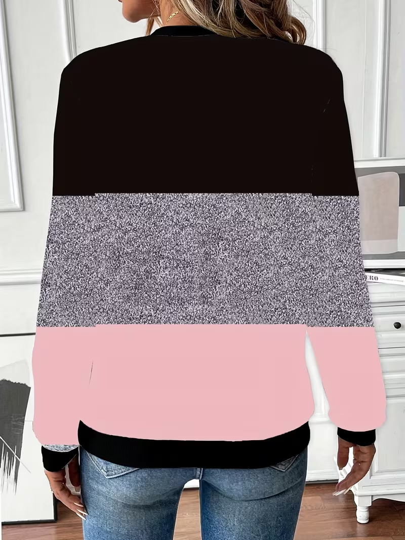 Women's Valentine's Day Heart Print Casual Zip-Up Long-Sleeve Sweatshirt