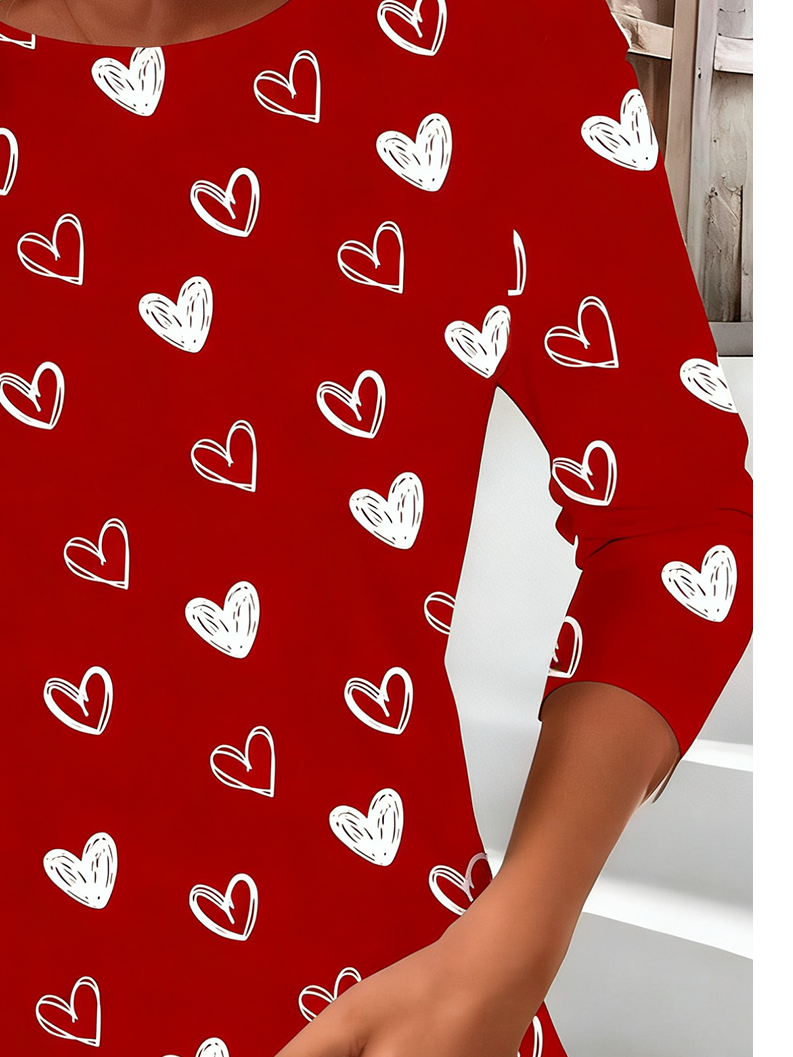 Cotton-Blend Valentine's Day Crew Neck Simple T-Shirt