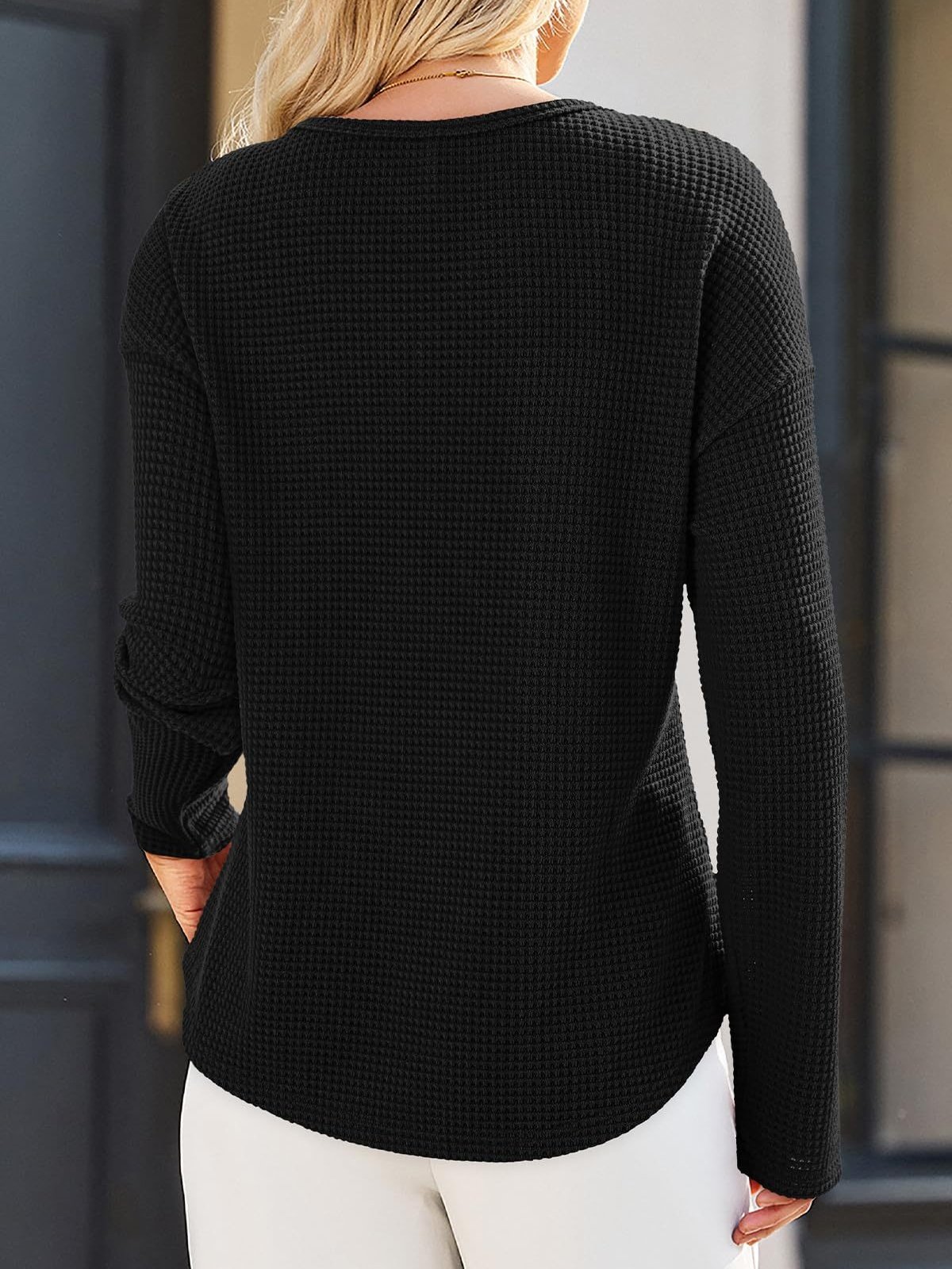 Women's Long Sleeve T-shirt Spring/Fall Deep Pink Plain Split Joint V Neck Daily Going Out Casual Top