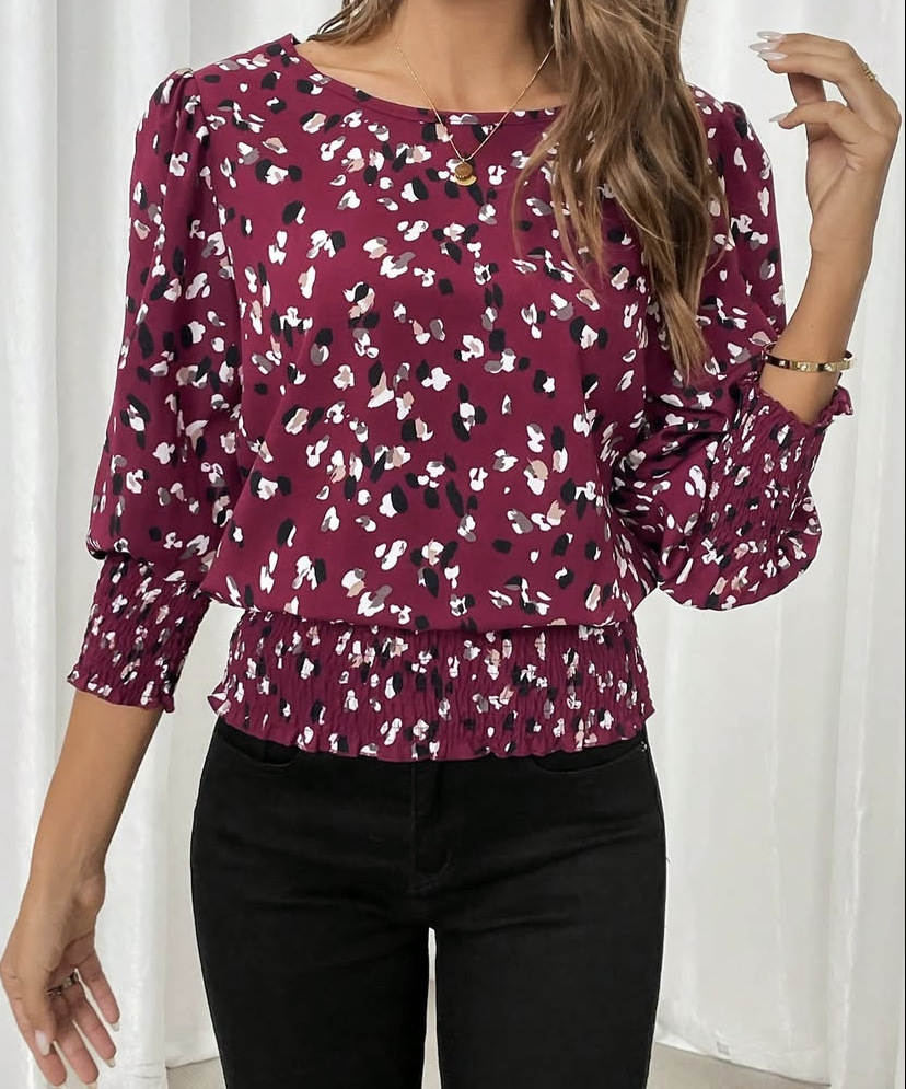 Loose Smock Crew Neck Casual Blouse
