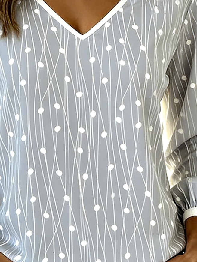 Elegant V Neck Geometric T-Shirt