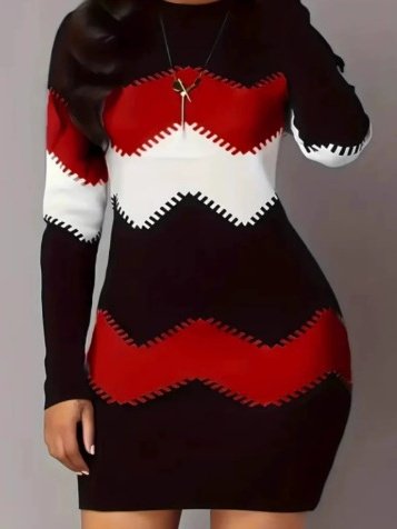 Women's Long Sleeve Spring/Fall Black Color Block Split Joint Hoodie Daily Going Out Casual Midi Bodycon Hip Skirt Dress