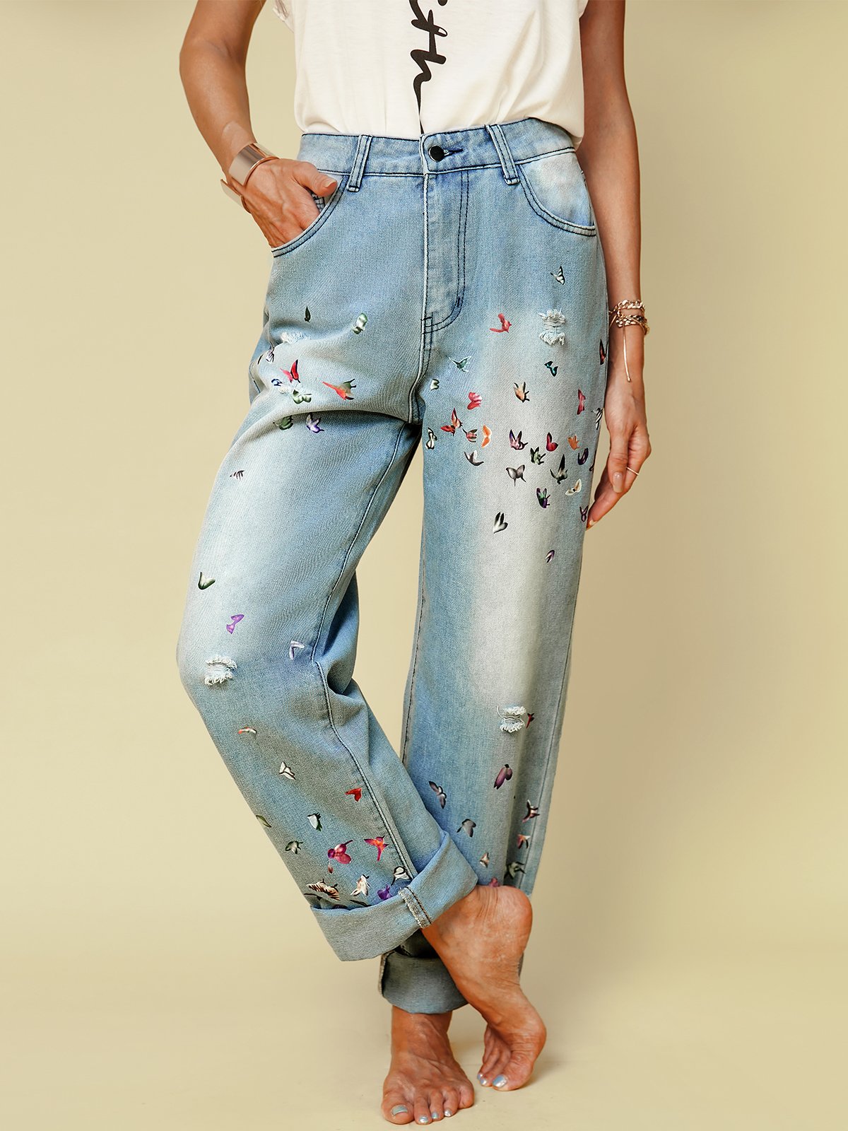 Cotton Butterfly Jeans zolucky