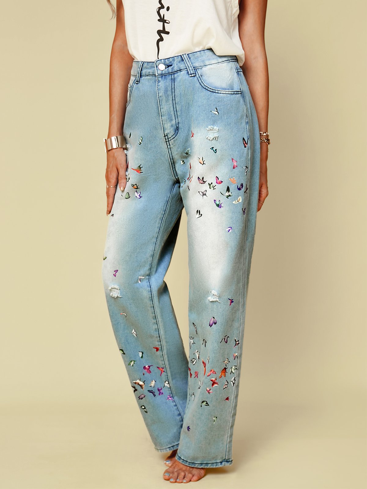 Cotton Butterfly Jeans zolucky
