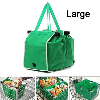 zolucky Foldable Tote Bag Grocery Grab Bag Fabric Shopping Carrier Clip-To-Cart Ecofriendly