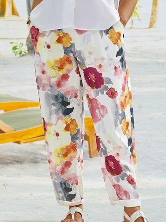 Plus Size Floral Casual Loose Casual Pants