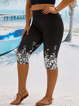 Plus Size Jersey Floral Casual TightLeggings