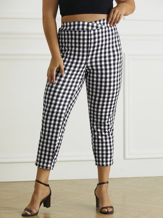 Plus Size Plaid Tight Casual Jersey Leggings