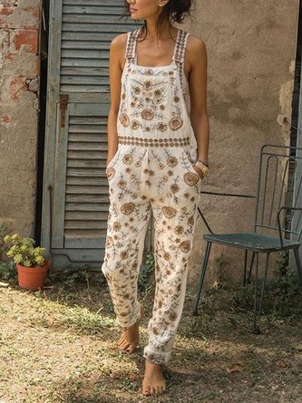 Casual Sleeveless Floral Pants