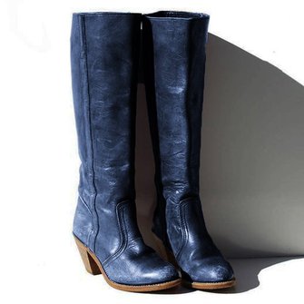 black boots with blue zipper