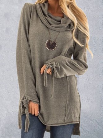 Long Sleeve Cotton Cowl Neck Hoodies & Sweatshirts