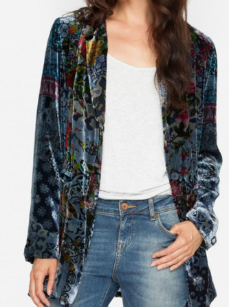Women Velvet Long Sleeve Blazer