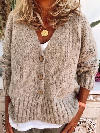 Women Buttoned Casual Cardigans Sweater