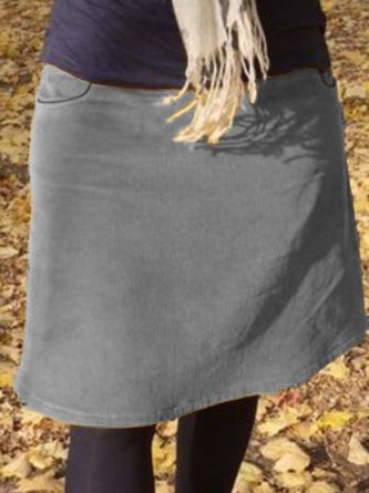 Solid Casual Pockets Skirt