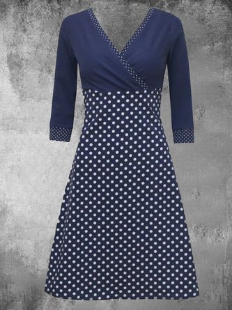 Polka Dots Long Sleeve Casual Knitting Dress