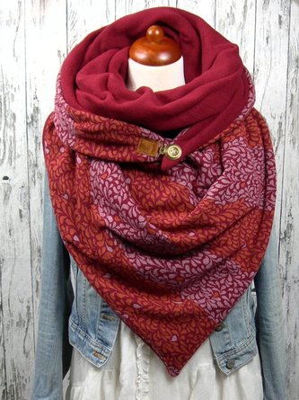 Red Printed Casual Scarves