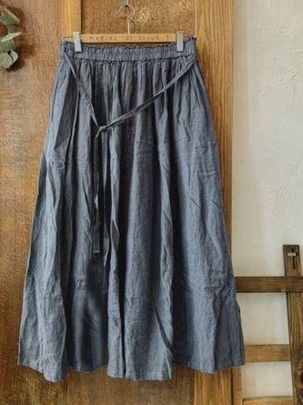 Vintage Plain Plus Size Casual Skirt