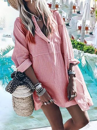 Striped Long Sleeve Tunic Blouse