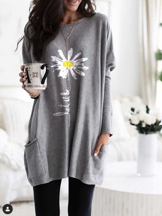 Light Gray Casual Long Sleeve Sweatshirt
