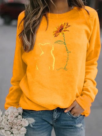 Women Casual Printed Long Sleeve Sweatshirt