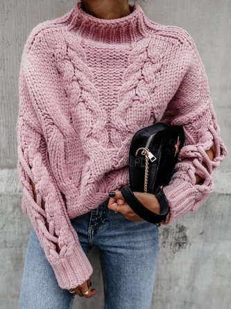 Nudepink Simple Long Sleeve Sweater