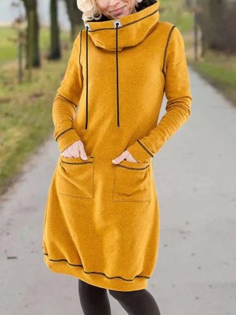 Long Sleeve Cotton-Blend Casual Knitting Dress
