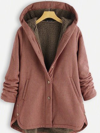Casual Pockets Cotton-Blend Fleece Coat