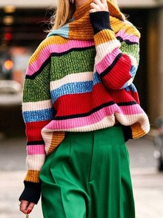 Elegant Printed Autumn Micro-Elasticity Plus Size Long sleeve Crew Neck Cotton-Blend Sweater for Women
