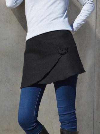 New Women Comfortable Chic Holiday A-Line Wool Blend Plain Skirt