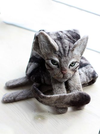 Women's Gray Cute Cat Scarves
