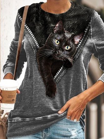 Black cat fun Sweatshirt