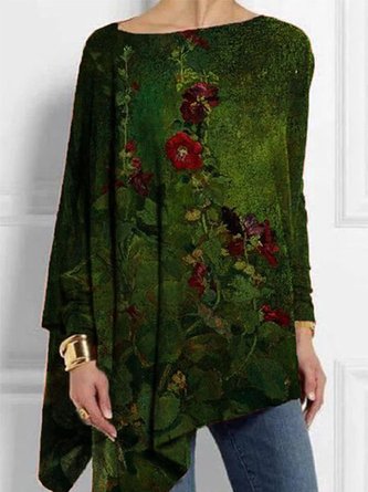 Long Sleeve Floral Floral-Print Casual Shirts & Tops