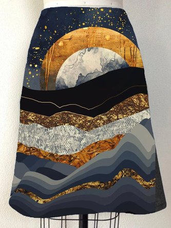 A-Line Cotton-Blend Vintage Skirt
