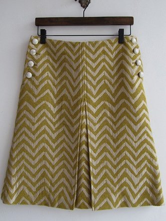 Yellow Vintage Casual Geometric Printed A-line Skirt