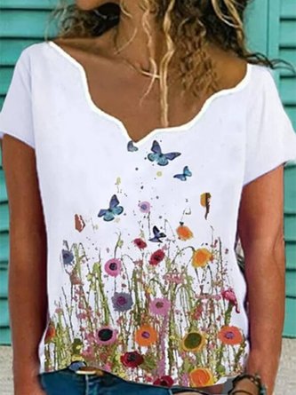 Floral Floral-Print Casual Short Sleeve Shirts & Tops