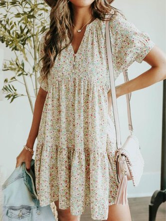 Holiday Floral Shift Weaving Dress