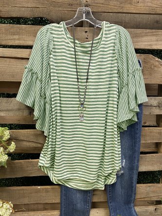 Half Sleeve Striped Casual Shift Top