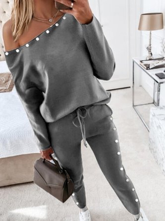 One Shoulder Casual Two Piece Sets